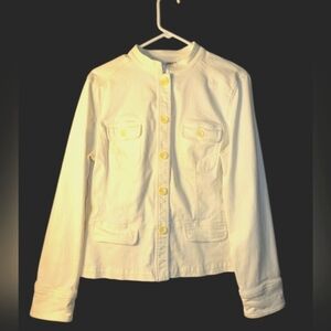 TALBOTS Stretch Cotton Jacket, 14, Ivory/Cream, VGUC